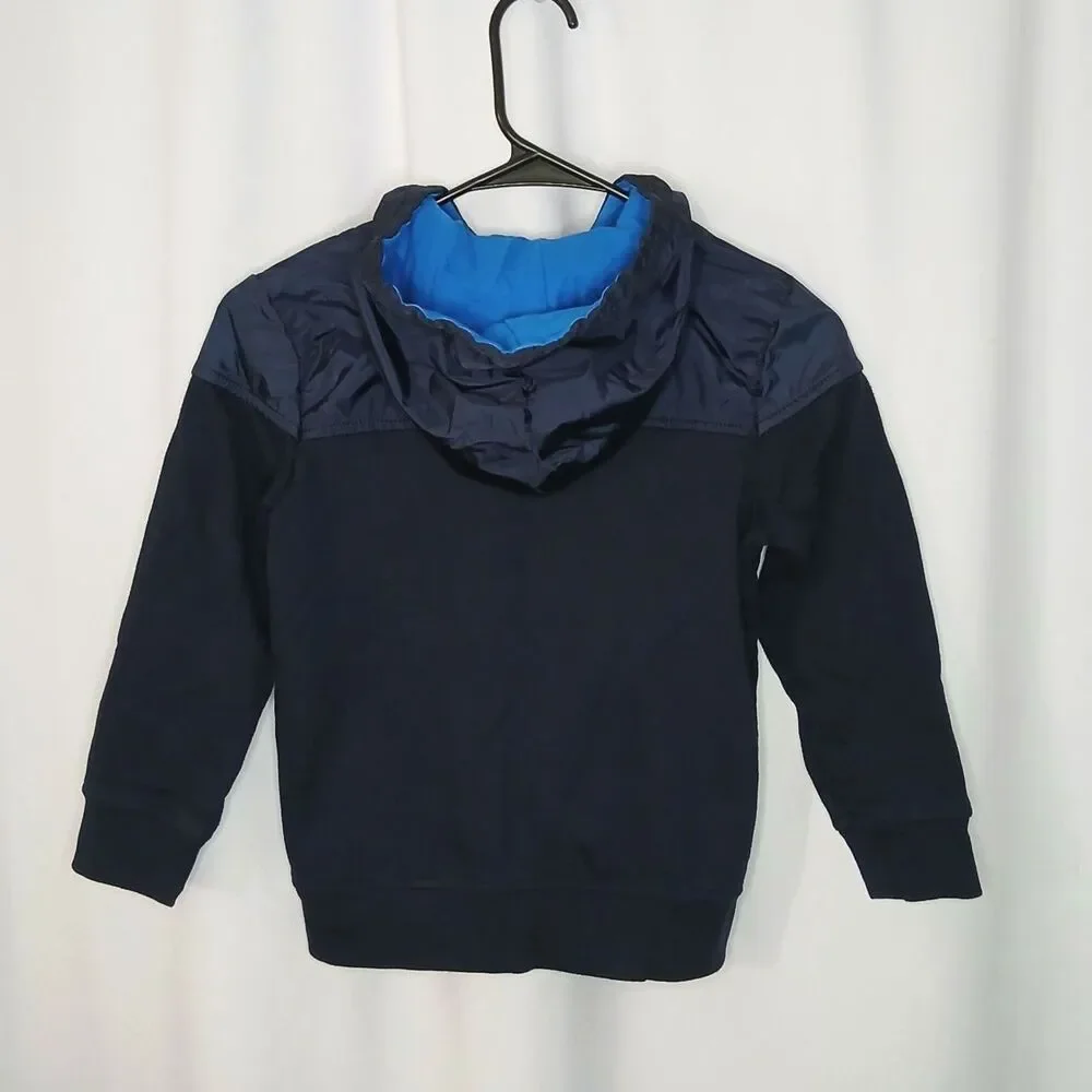 Gymboree Fleece Hooded Track Jacket Full Zip Coat Blue Pockets Hoodie Boys Small